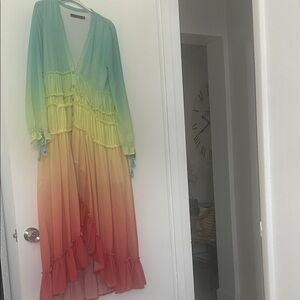 Gradient Maxi Dress with Ruffle Hem